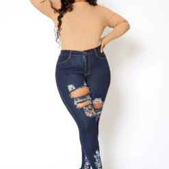 Vibrant Plus Size Ankle Distressed Favorite Mid Rise Jeans