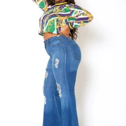 Vibrant Plus Size Bell Bottom Distressed Denim Jeans -Radiant Drape Sales 2013667 938 1