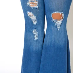 Vibrant Plus Size Bell Bottom Distressed Denim Jeans -Radiant Drape Sales 2013667 938 3