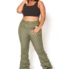 Vibrant Plus Size Womens Olive Ankle Scrunched Jean