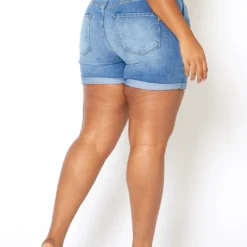 Vibrant Plus Size Blue Wash High Rise Denim Shorts -Radiant Drape Sales 2013671 938 2