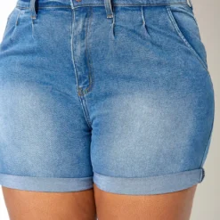Vibrant Plus Size Blue Wash High Rise Denim Shorts -Radiant Drape Sales 2013671 938 3