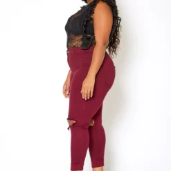 Vibrant Mid Rise Knee Distressed Plus Size Skinny Jean -Radiant Drape Sales 2013673 111 1