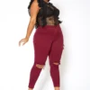 Vibrant Mid Rise Knee Distressed Plus Size Skinny Jean