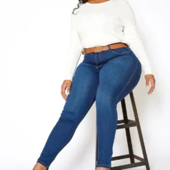 Vibrant Plus Size Colombian Bum Design Skinny Jeans