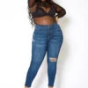 Vibrant Plus Size Classic Dark Wash Skinny Denim Jeans