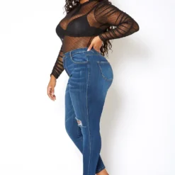 Vibrant Plus Size Classic Dark Wash Skinny Denim Jeans -Radiant Drape Sales 2013678 938 2