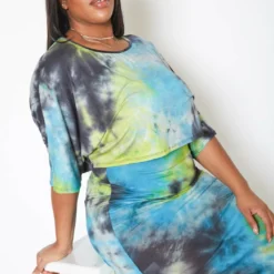 Asoph Plus Size Ocean Tie Dye Crop Top & Tank Midi Dress Set 13 Asoph Plus Size Ocean Tie Dye Crop Top & Tank Midi Dress Set -Radiant Drape Sales 2013731 003 5
