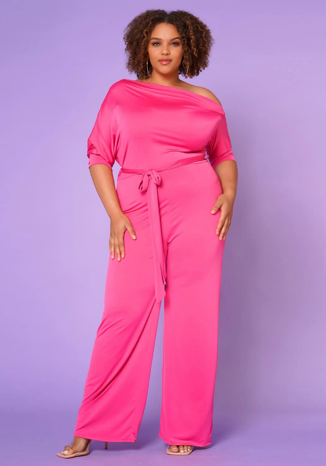Asoph Plus Size Cold Shoulder Straight Leg Jumpsuit 2 Asoph Plus Size Cold Shoulder Straight Leg Jumpsuit - Image 2