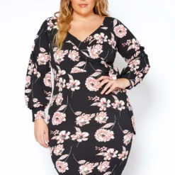 Asoph Plus Size Blush Flower Wrap Dress -Radiant Drape Sales 2014097 001 0