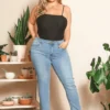 Asoph Plus Size Blue Light Denim Mid Rise Jeans