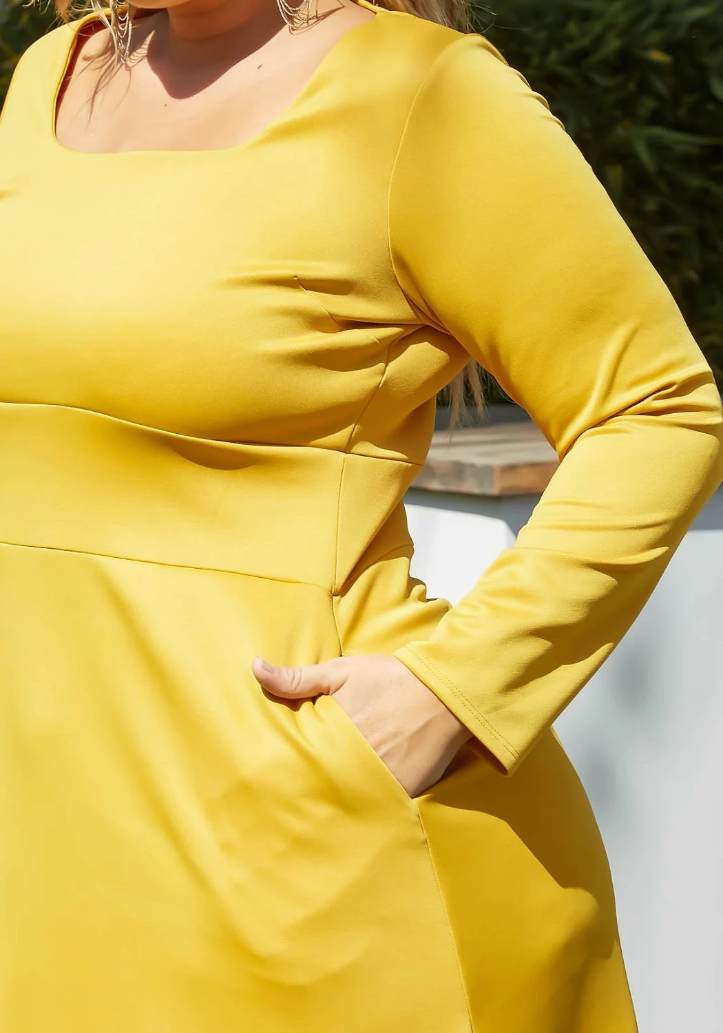 Plus Size Classic Square Neck Long Sleeve Maxi Dress 6 Plus Size Classic Square Neck Long Sleeve Maxi Dress - Image 6