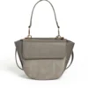 Executive Gray Suede Leather Contrast Crossbody Purse