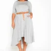 Asoph Plus Size Asymmetric Cut Fit & Flare Midi Dress