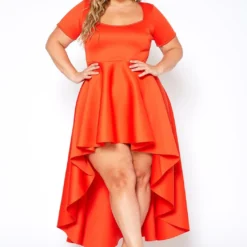 Asoph Plus Size Flattering Orange High Low Maxi Dress 7 Asoph Plus Size Flattering Orange High Low Maxi Dress -Radiant Drape Sales 2014486 109 1