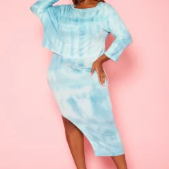Plus Size Tie Dye Sweatshirt & Midi Dress Set -Radiant Drape Sales 2014488 002 2
