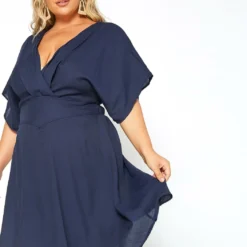 Asoph Plus Size Dolman Sleeve Linen Summer Dress