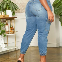 Asoph Plus Size Distressed Denim Cargo Mom Jeans -Radiant Drape Sales 2014689 003 3
