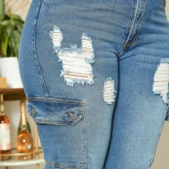 Asoph Plus Size Distressed Denim Cargo Mom Jeans -Radiant Drape Sales 2014689 003 4