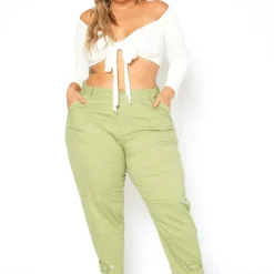 Asoph Plus Size Sage Green Utility Cargo Design Pants -Radiant Drape Sales 2014690 151 0