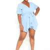 Asoph Plus Size Asymmetric Overlay Periwinkle Romper