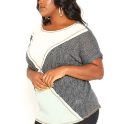 Asoph Plus Size Color Block Light Summer Knit Top -Radiant Drape Sales 2014979 108 1