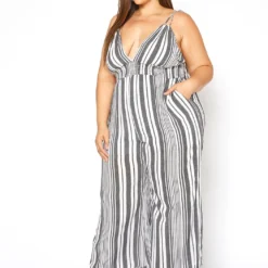 Asoph Plus Size Multi Striped Flare Leg Cami Jumpsuit -Radiant Drape Sales 2015074 001 1