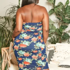 Asoph Plus Size Antique Floral Print Bodycon Tube Dress -Radiant Drape Sales 2015222 117 3