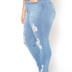 Vibrant Plus Size Light Denim Distressed Skinny Ankle Jeans -Radiant Drape Sales 2015372 938 3