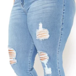 Vibrant Plus Size Light Denim Distressed Skinny Ankle Jeans -Radiant Drape Sales 2015372 938 5