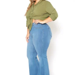 Vibrant Plus Size Classic Wash High Waist Bell Bottom Jeans -Radiant Drape Sales 2015374 938 2