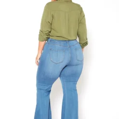 Vibrant Plus Size Classic Wash High Waist Bell Bottom Jeans -Radiant Drape Sales 2015374 938 3