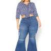 Vibrant Plus Size Medium Denim Raw Hem Distressed Jean