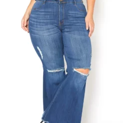 Vibrant Plus Size Medium Denim Raw Hem Distressed Jean -Radiant Drape Sales 2015375 938 1