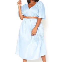 Asoph Plus Size V-Neck Ruched Oversized Midi Dress -Radiant Drape Sales 2015429 167 4