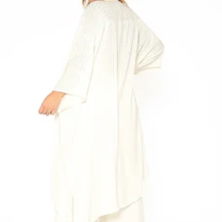 ENCREME Plus Size Shimmer Hinted Wide Sleeve Cardigan -Radiant Drape Sales 2015802 002 3