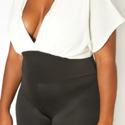 Asoph Plus Size Ribbed Knit Contrast Angel Sleeve Jumpsuit 9 Asoph Plus Size Ribbed Knit Contrast Angel Sleeve Jumpsuit -Radiant Drape Sales 2016036 135 4