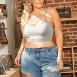 Vibrant Plus Size Light Denim Distressed Shorts