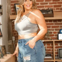 Vibrant Plus Size Light Denim Distressed Shorts -Radiant Drape Sales 2016040 938 3