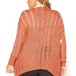Asoph Plus Size Distressed Open Front Cardigan -Radiant Drape Sales 2016056 186 3