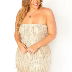 Asoph Plus Size Dazzling Sequin Bodycon Mini Dress