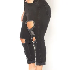 Vibrant Plus Size Distressed Raw Hem Mom Jeans -Radiant Drape Sales 2016129 001 3