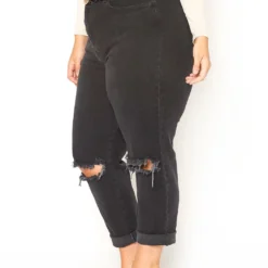 Vibrant Plus Size Ripped Knee High Rise Mom Jean -Radiant Drape Sales 2016130 001 3