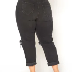 Vibrant Plus Size Ripped Knee High Rise Mom Jean -Radiant Drape Sales 2016130 001 4