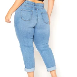 Vibrant Plus Size Ripped Knee High Rise Mom Jean -Radiant Drape Sales 2016130 938 4
