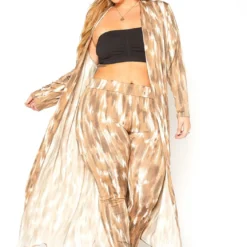 Asoph Plus Size Open Front Longline Cardigan & Leggings Set