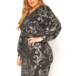 Asoph Plus Size Boracade Print Party Mini Dress -Radiant Drape Sales 2016140 001 2