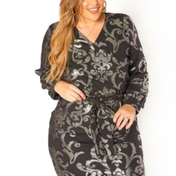 Asoph Plus Size Boracade Print Party Mini Dress
