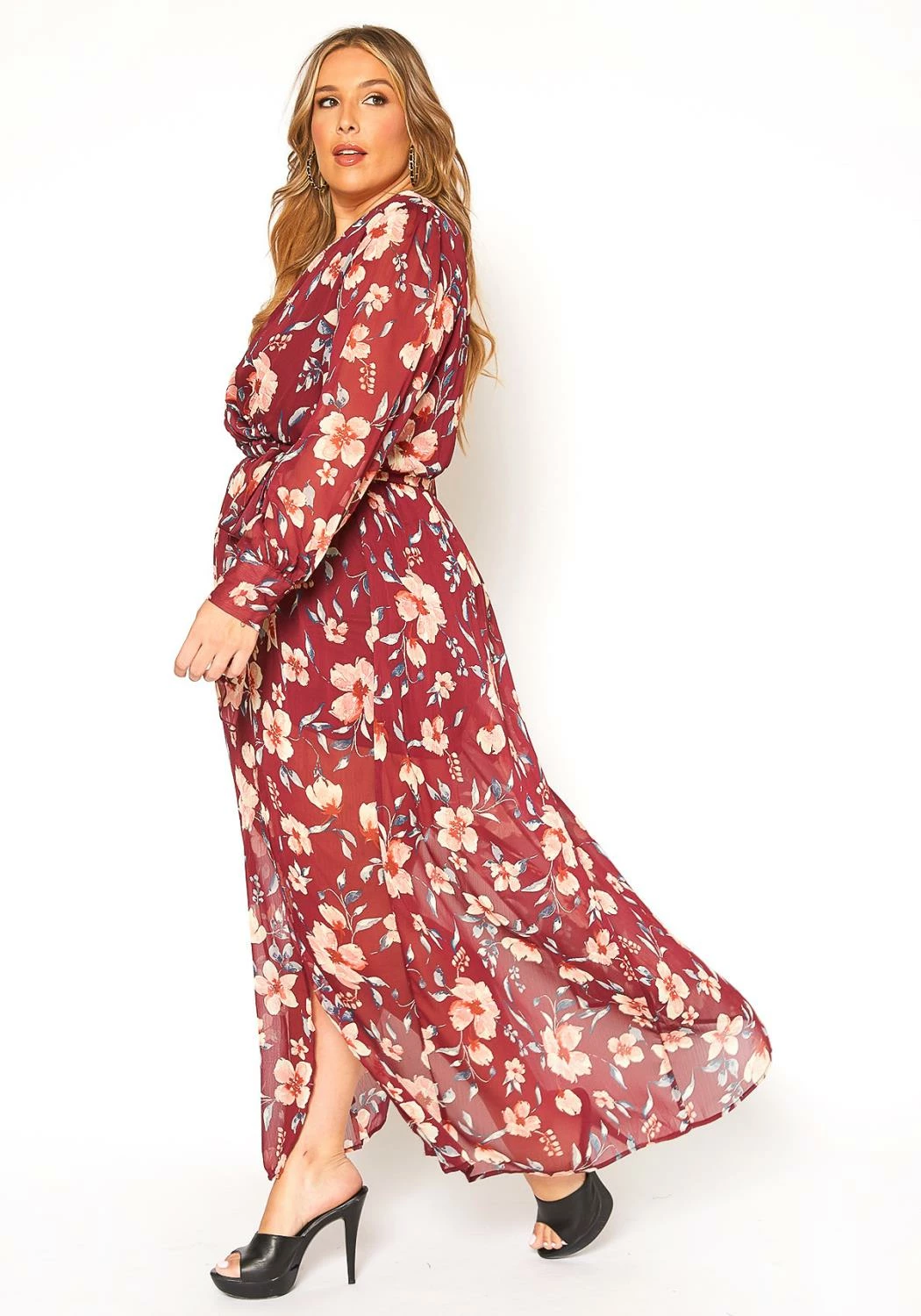 Asoph Plus Size Floral Print Chiffon Maxi Dress 2 Asoph Plus Size Floral Print Chiffon Maxi Dress - Image 2