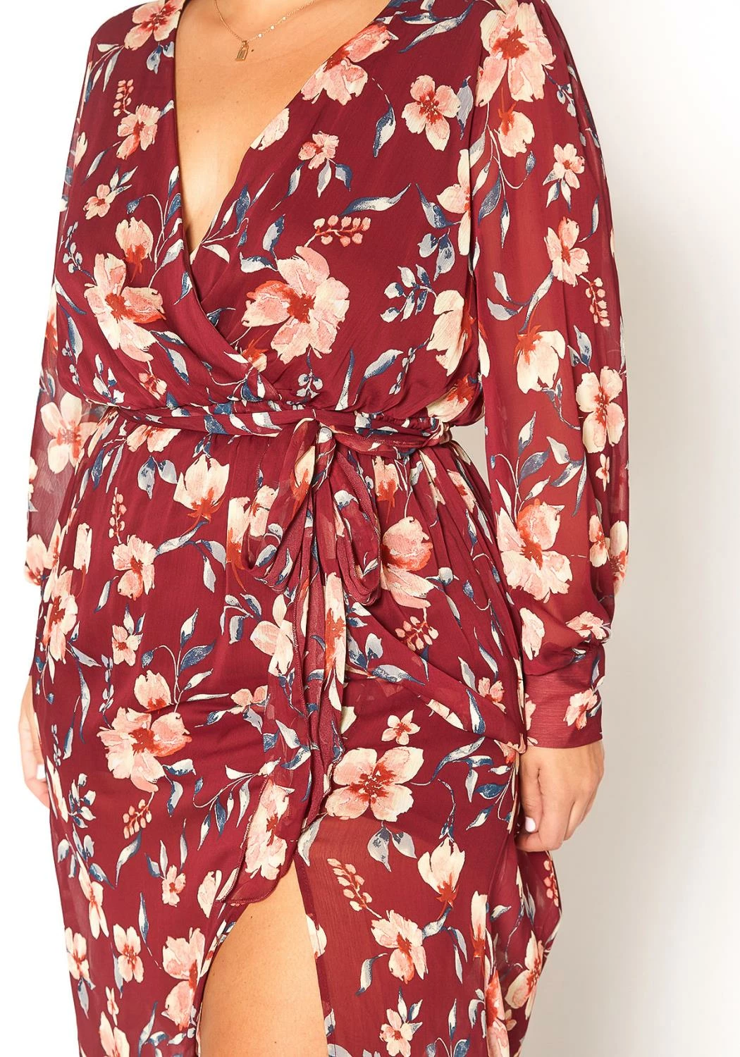 Asoph Plus Size Floral Print Chiffon Maxi Dress 5 Asoph Plus Size Floral Print Chiffon Maxi Dress - Image 5